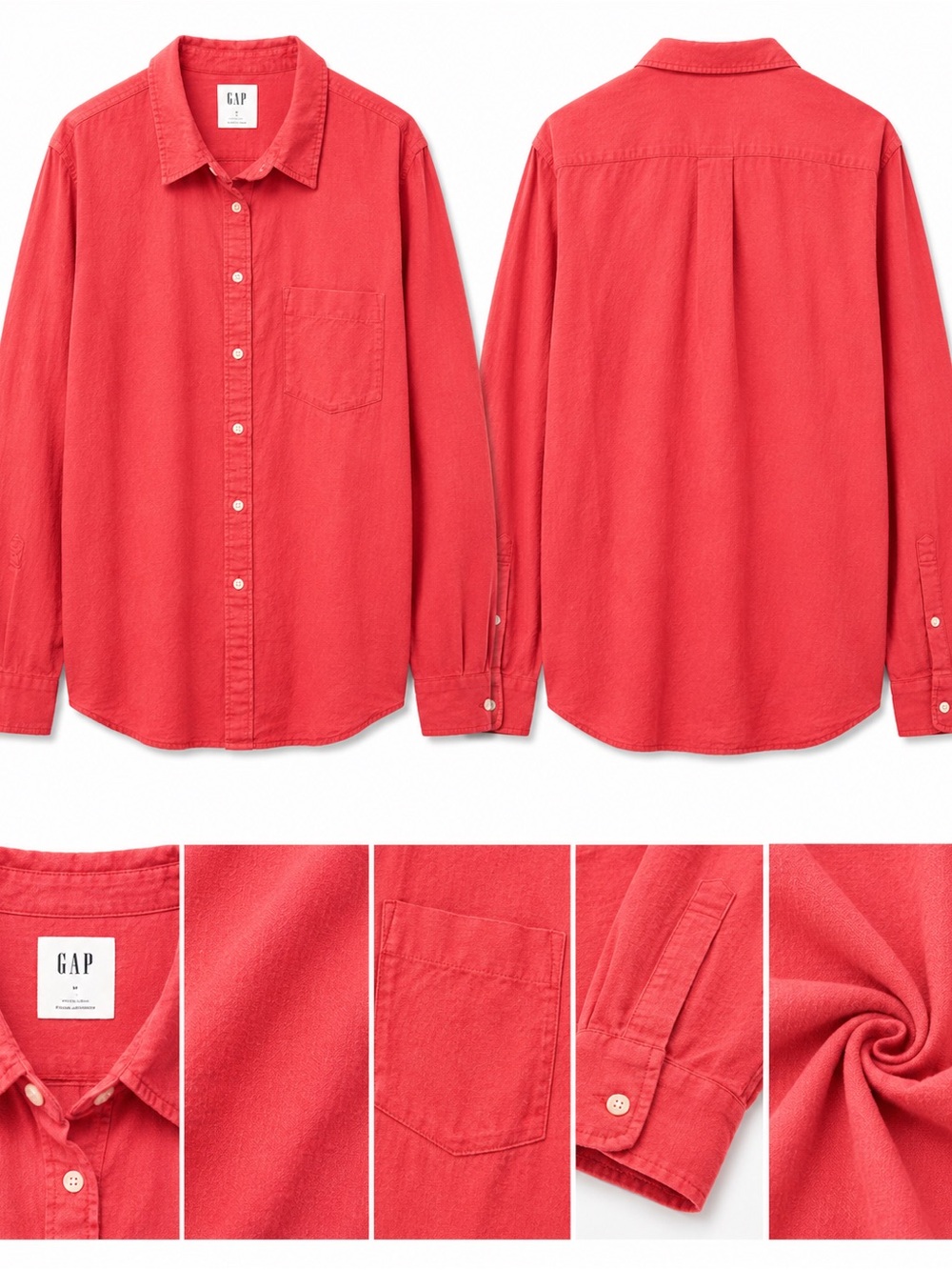 GAP Men Bright Peach Casual Button-Down Shirt
